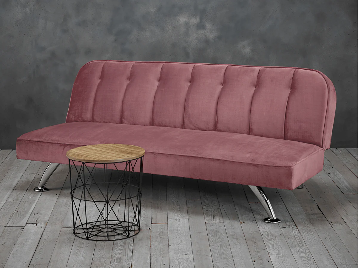 Brighton Sofa Bed Pink Plush Velvet - Image 4