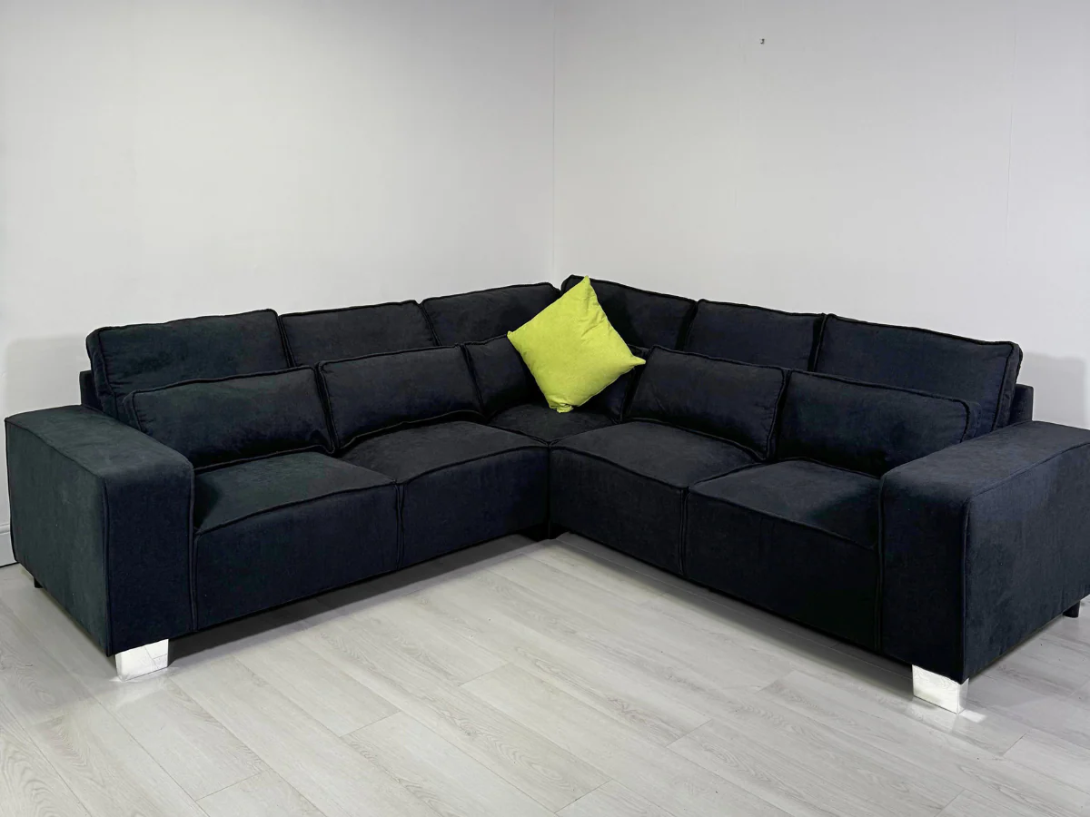 Broadgate Corner Sofa Black Kensington Fabric - Image 3