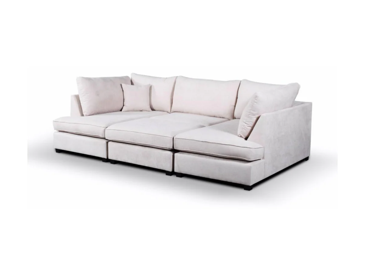 Carnaby Cream Small U Shaped Sofa with Footstool - Image 5