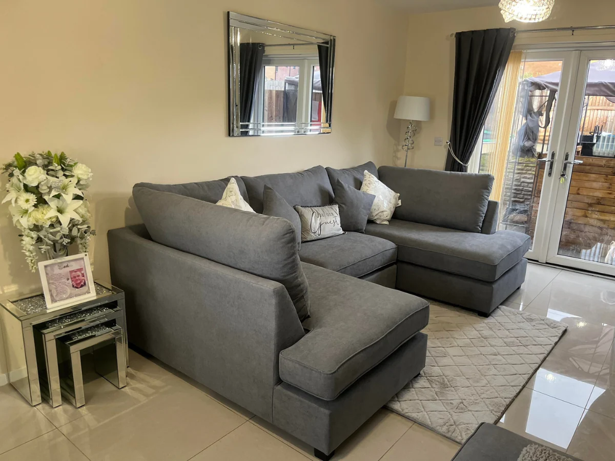 Carnaby Small U Shape Sofa with Footstool Grey - Image 5