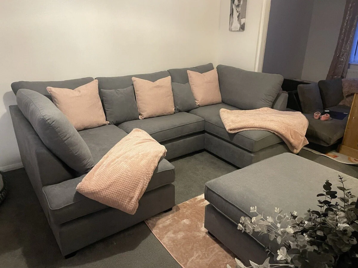 Carnaby Small U Shape Sofa with Footstool Grey - Image 6