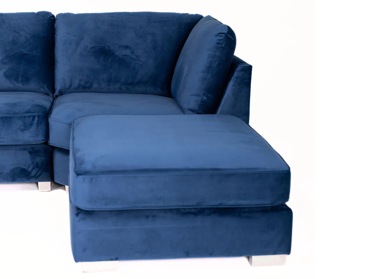 Casa U-Shaped Sofa Blue Plush Velvet - Image 5