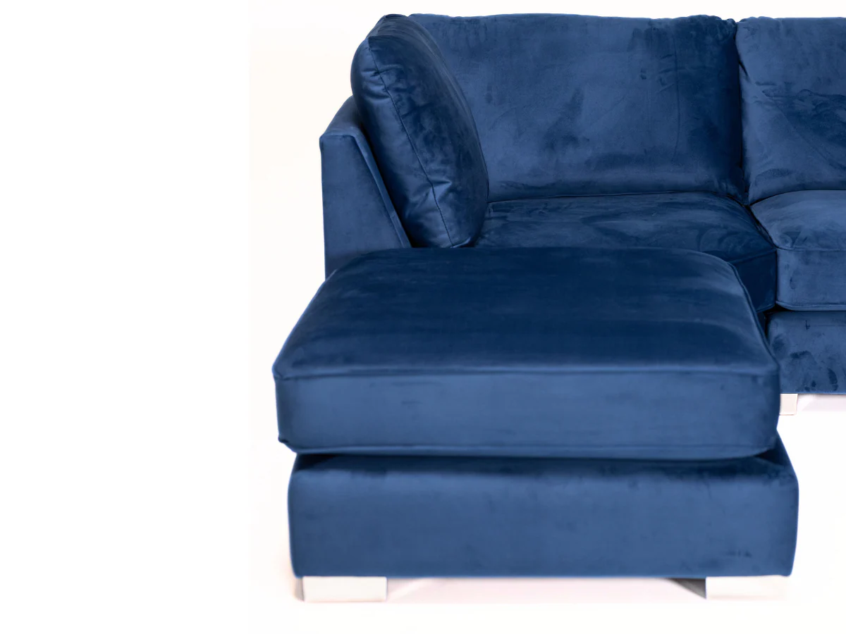 Casa U-Shaped Sofa Blue Plush Velvet - Image 6