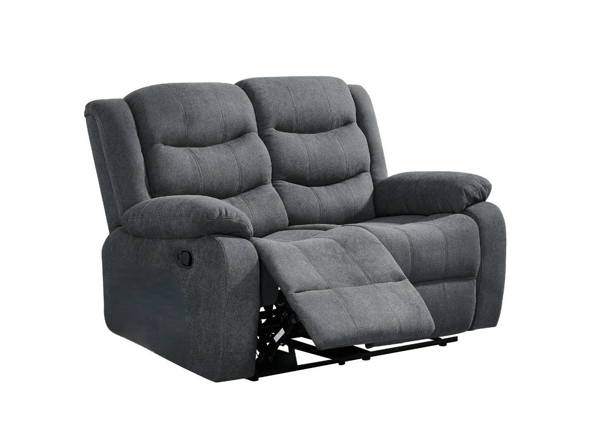 Classic Recliner Sofa Set 3+2 Manual Grey Fabric - Image 7