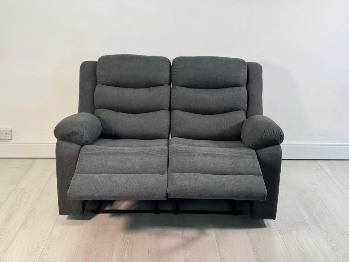Sorrentino 2 Seater Recliner Sofa Fabric Grey - Image 4