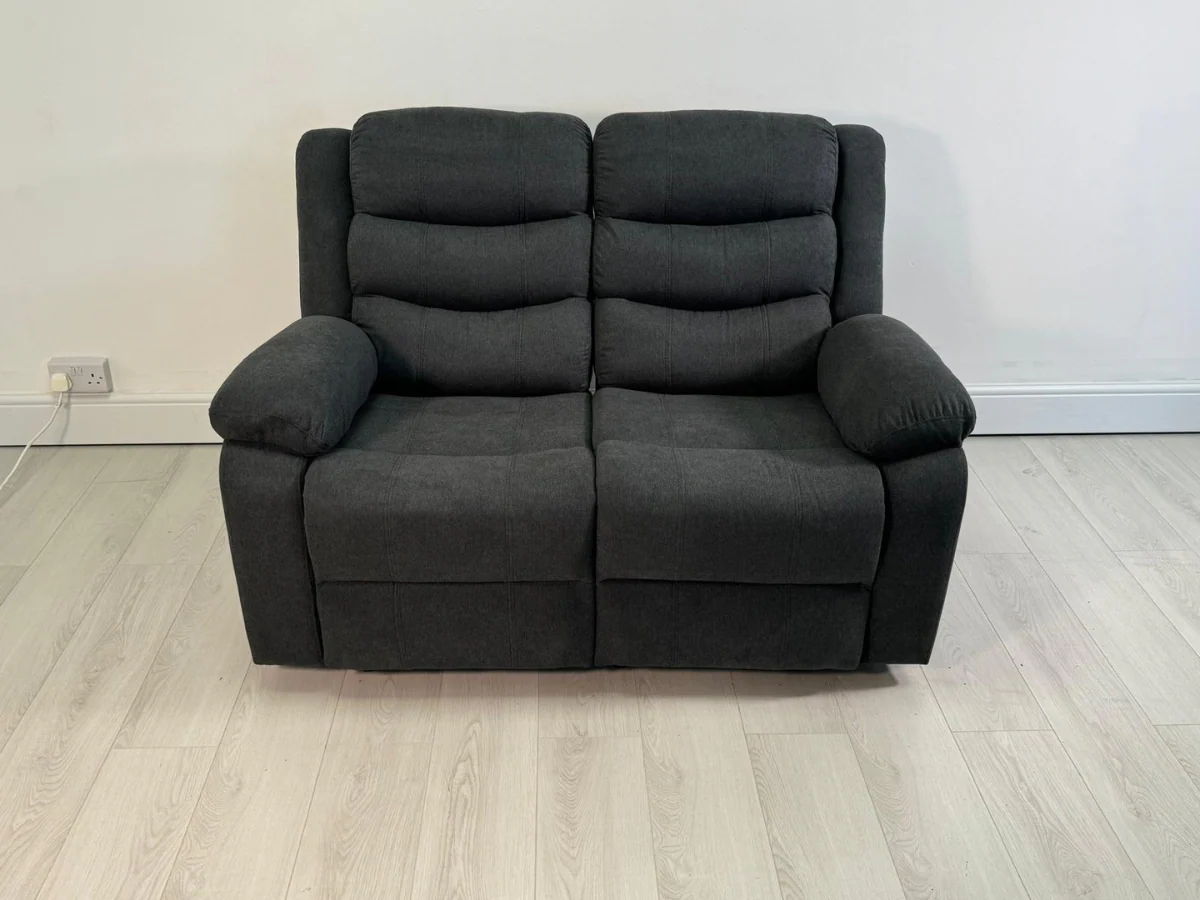 Sorrentino 2 Seater Recliner Sofa Fabric Grey - Image 7