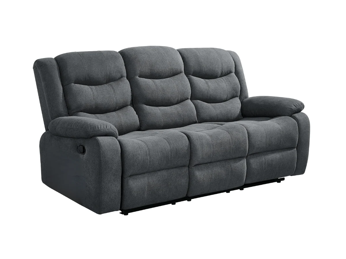Classic Recliner Sofa Set 3+2 Manual Grey Fabric - Image 3