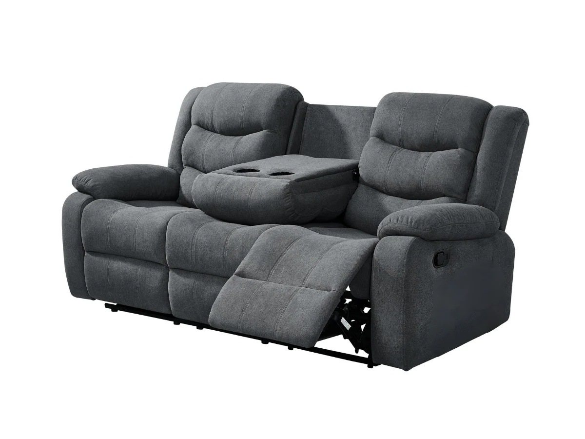 Classic Recliner Sofa Set 3+2 Manual Grey Fabric - Image 5