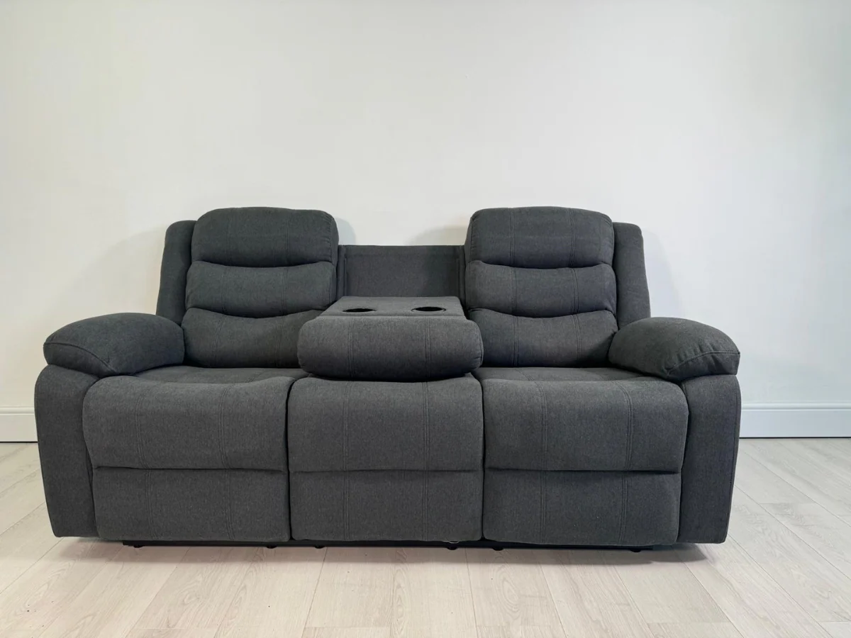 Sorrentino 3 Seater Recliner Sofa Grey Chenille Fabric - Image 3