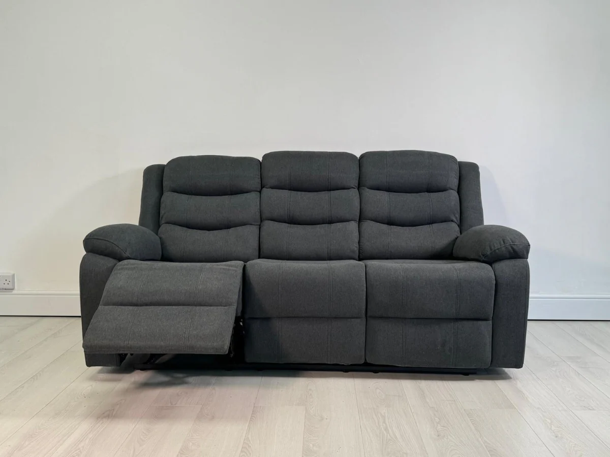 Sorrentino 3 Seater Recliner Sofa Grey Chenille Fabric - Image 5