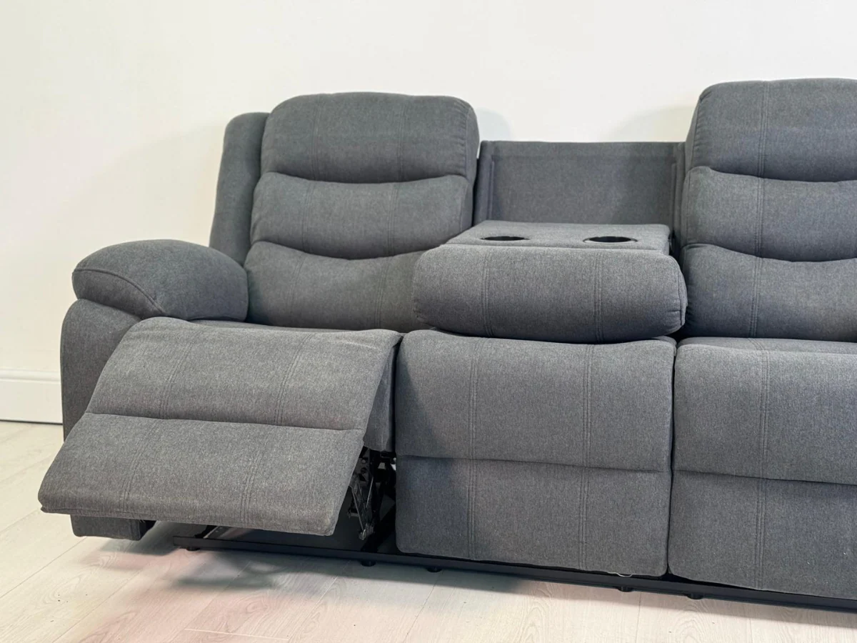 Sorrentino 3 Seater Recliner Sofa Grey Chenille Fabric - Image 6