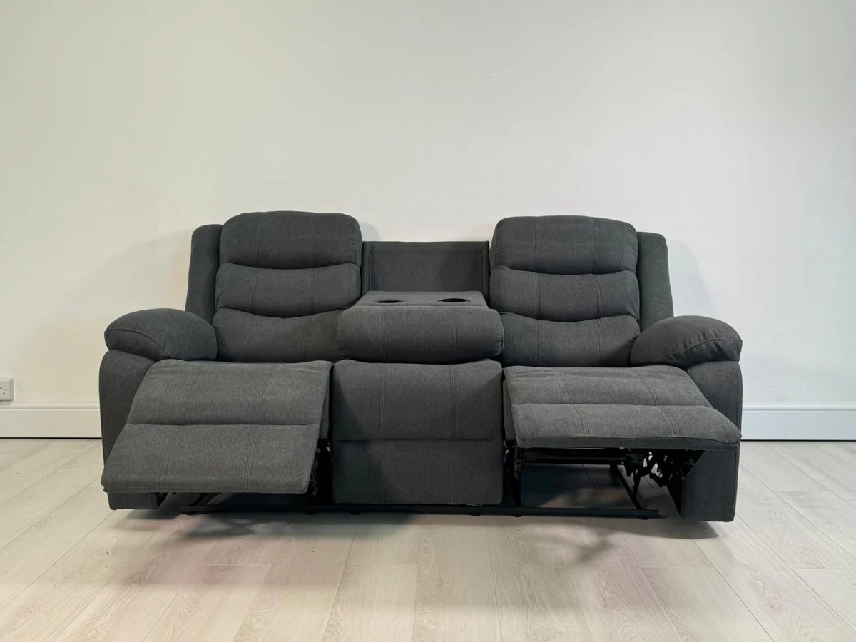 Sorrentino 3 Seater Recliner Sofa Grey Chenille Fabric - Image 7