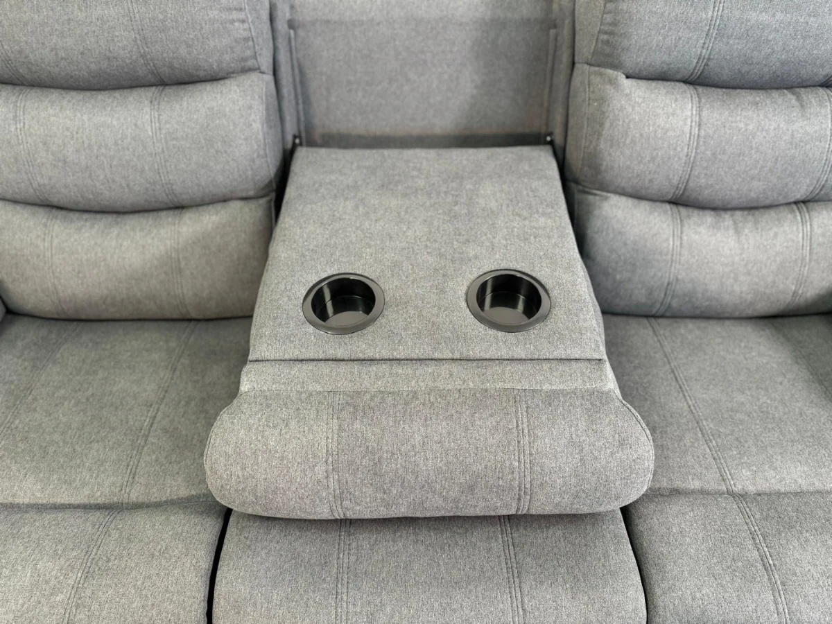 Sorrentino Recliner Sofa Set 3+2 in Grey Chenille Fabric - Image 8