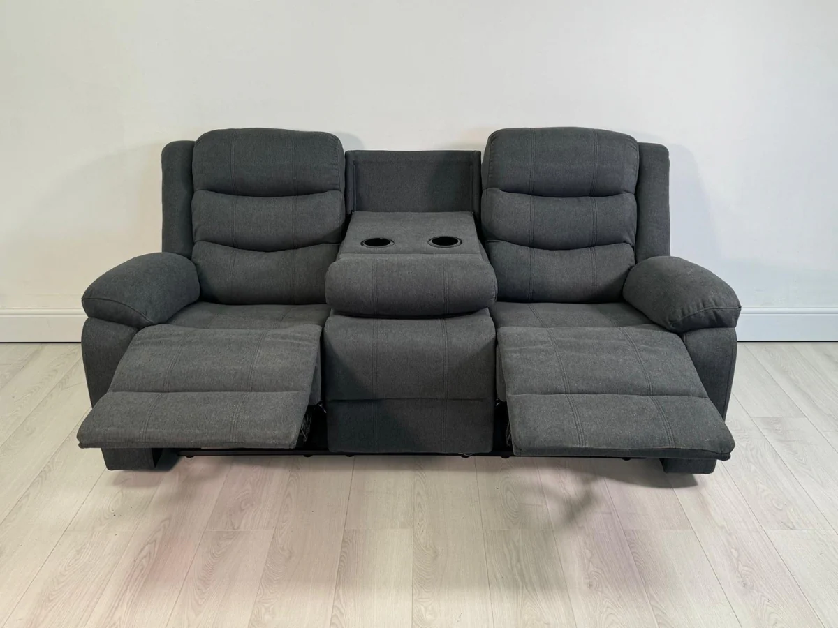 Sorrentino Recliner Sofa Set 3+2 in Grey Chenille Fabric - Image 5