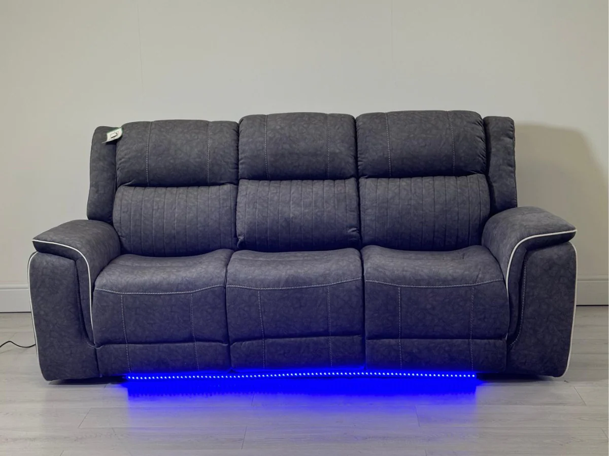 Hanna 3 Seater Electric Recliner Sofa in Grey Micro Fabric - Image 4