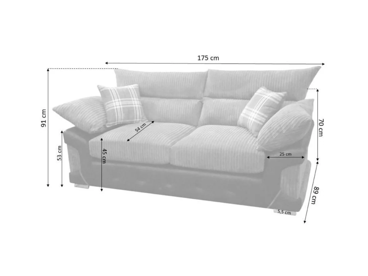 Logan 2 Seater Sofa Black-Grey - Image 3
