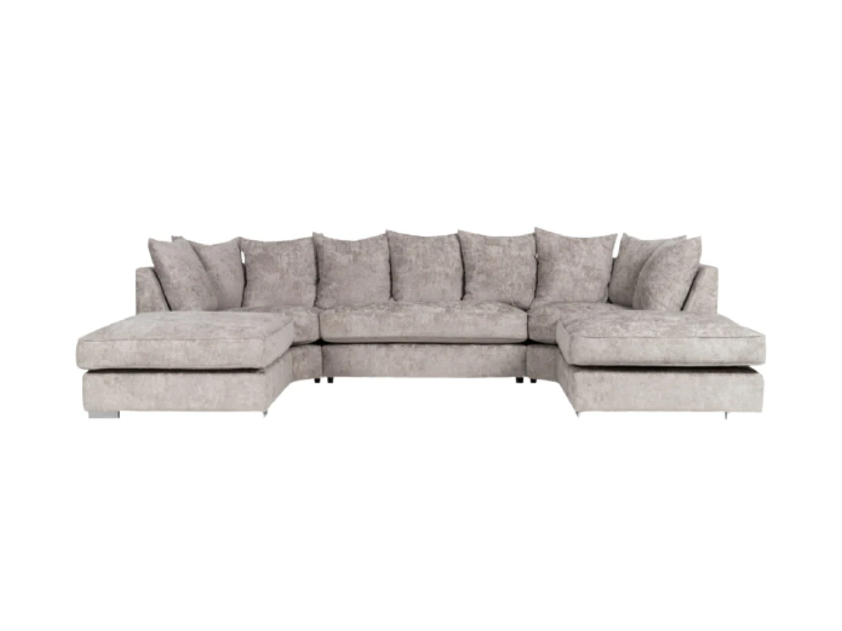 London U Shaped Sofa Truffle Soft Chenille - Image 3