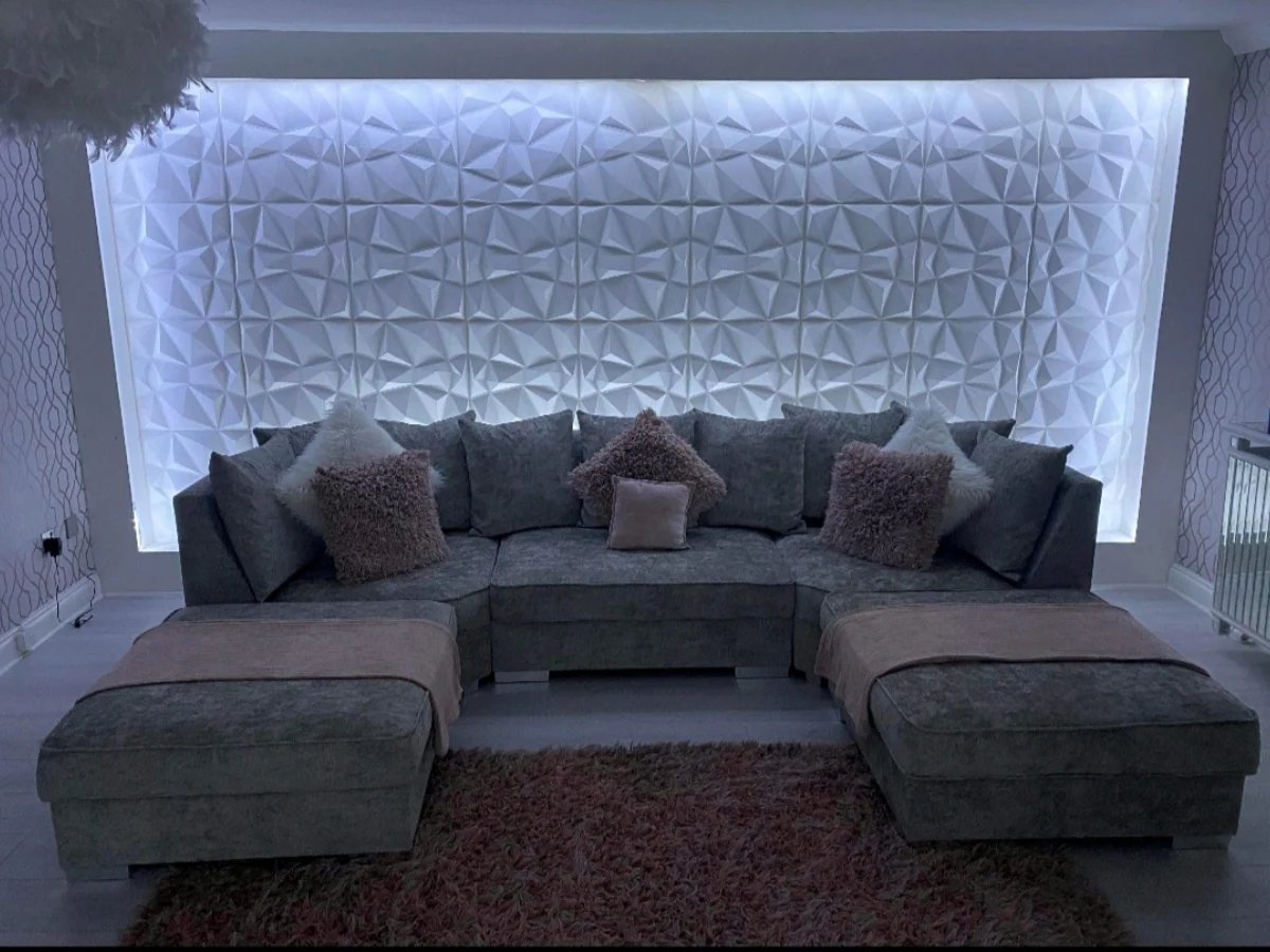 London U Shaped Sofa Truffle Soft Chenille - Image 5