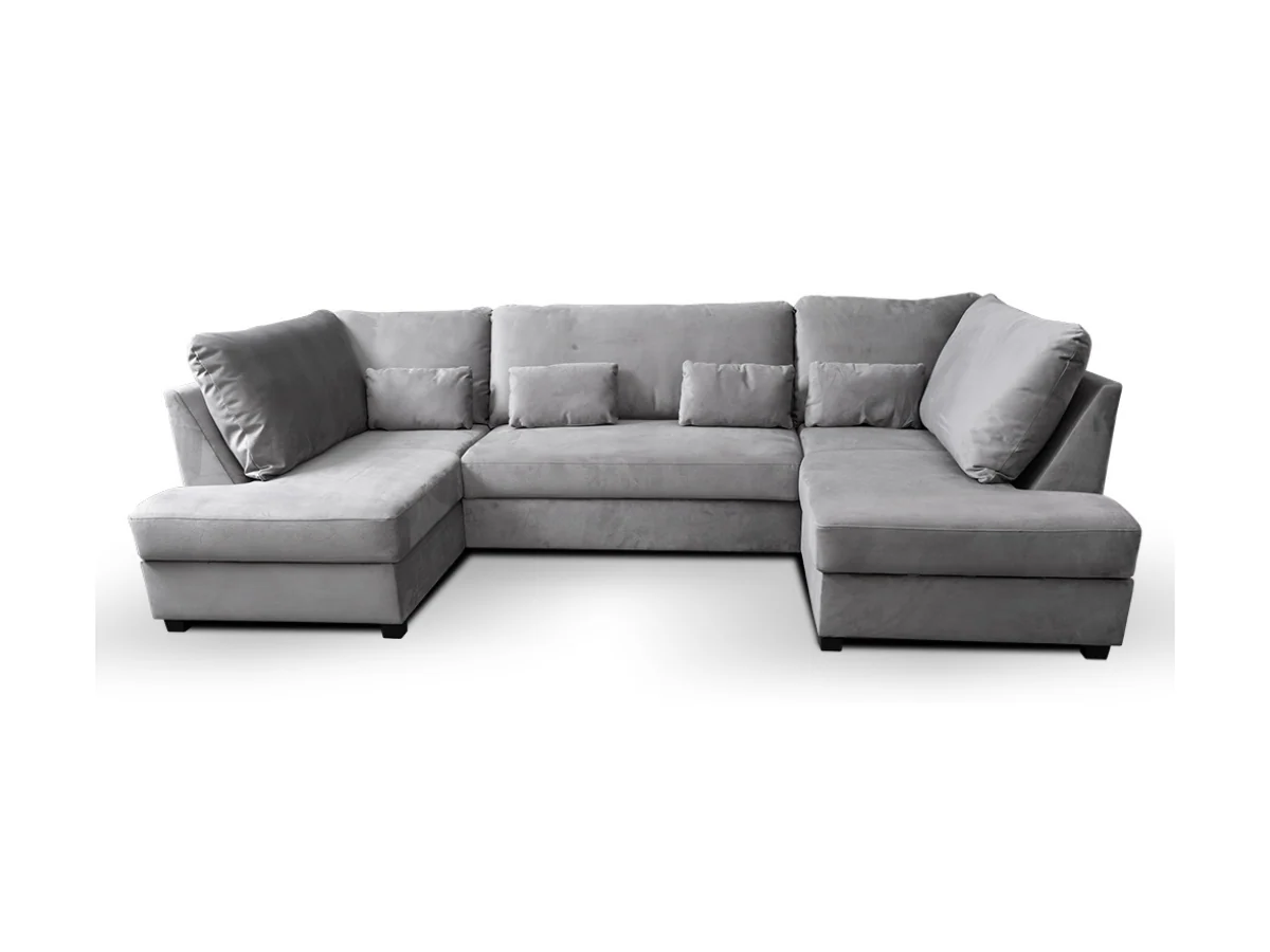 Meridian U Shape Velvet Sofa Bed with Storage - Image 7