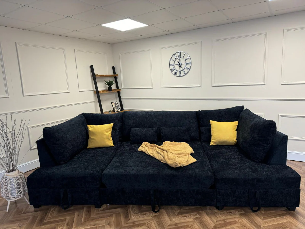 Meridian U Shape Sofa Bed with Storage Alaska Chenille - Image 15