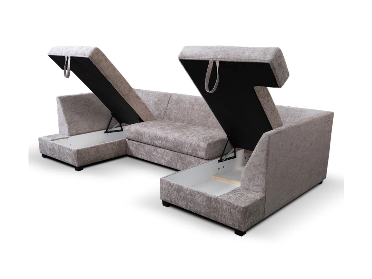 Meridian U Shape Sofa Bed with Storage Alaska Chenille - Image 7