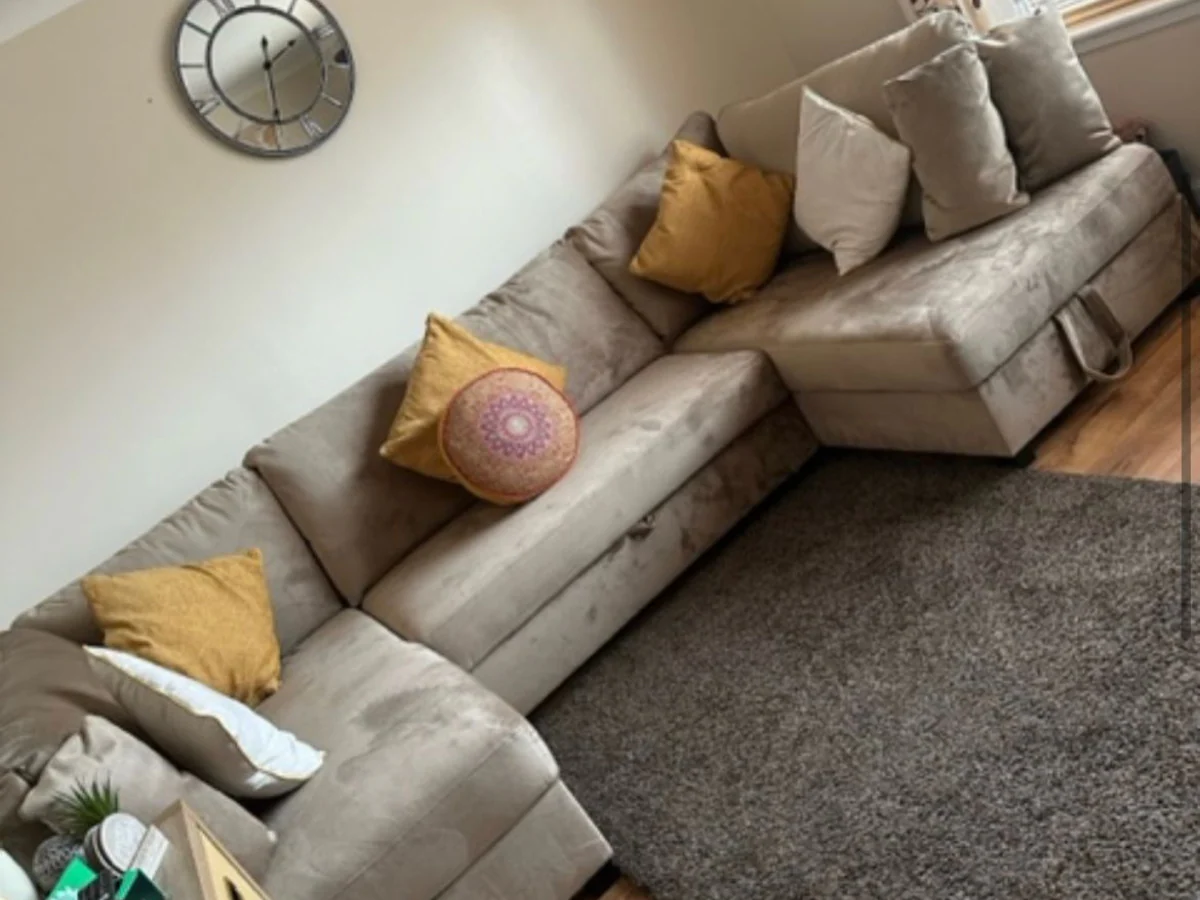 Meridian U Shape Sofa Bed with Storage Mink Plush Velvet - Image 4