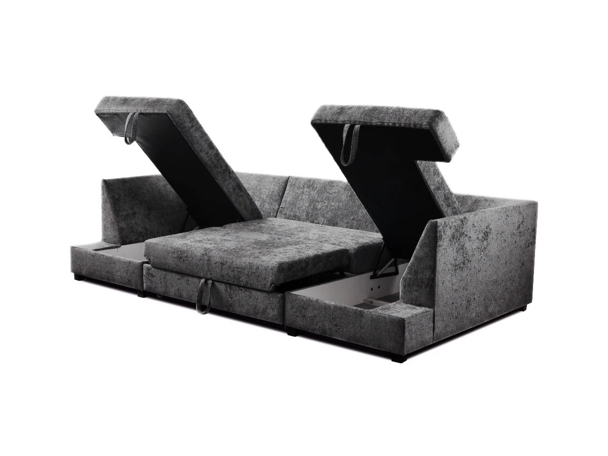 Meridian U Shape Sofa Bed with Storage Alaska Chenille - Image 11