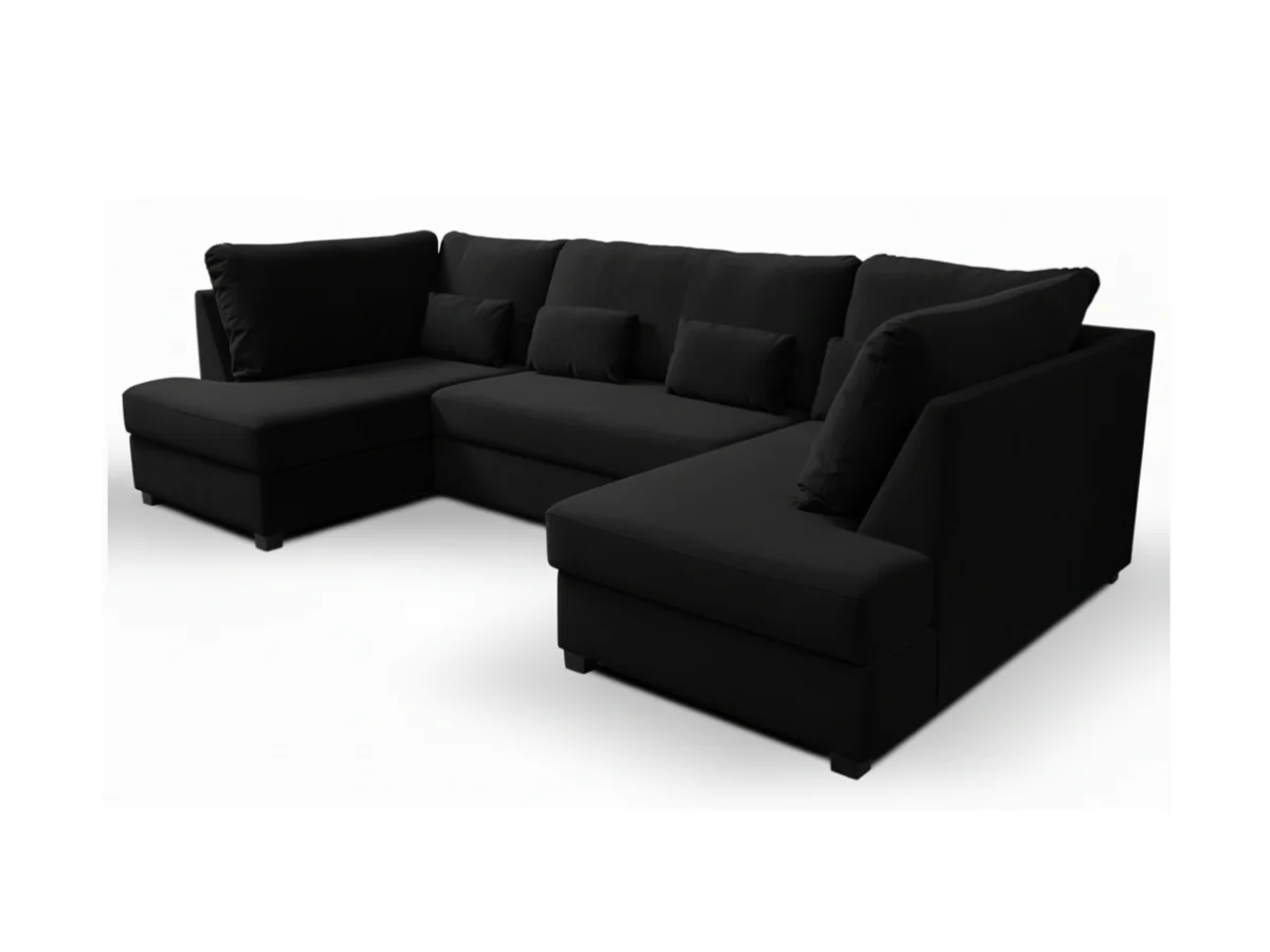 Meridian U Shape Velvet Sofa Bed with Storage - Image 3