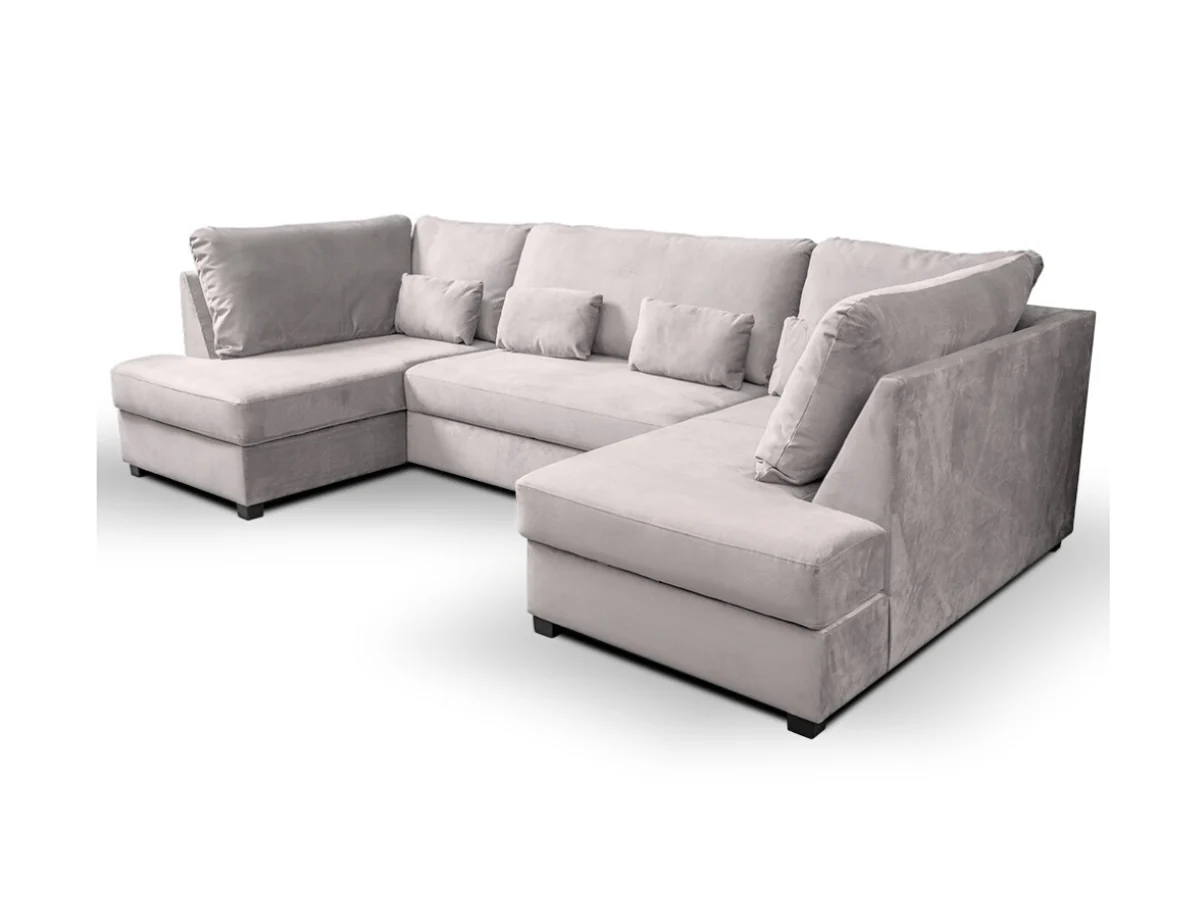 Meridian U Shape Velvet Sofa Bed with Storage - Image 4