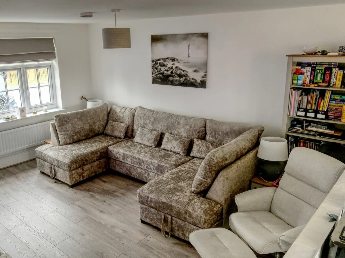 Meridian U Shaped Sofa Bed with Storage in Truffle Alaska Chenille - Image 6