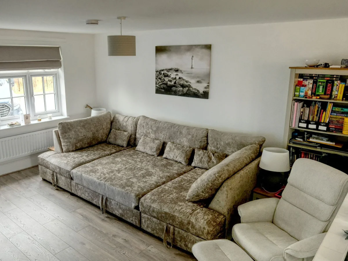 Meridian U Shaped Sofa Bed with Storage in Truffle Alaska Chenille - Image 7