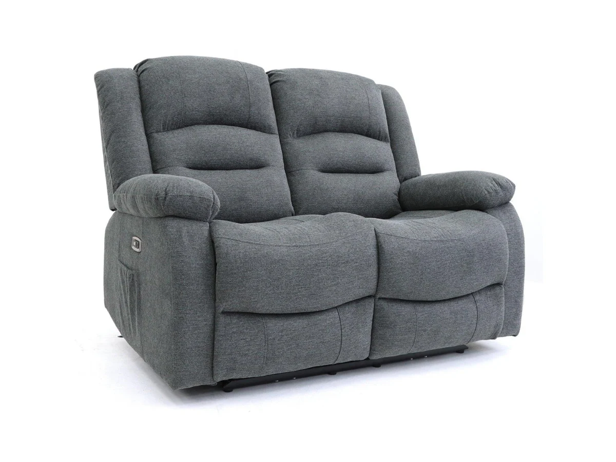 Naples 3+2 Electric Recliner Sofas Grey Chenille Fabric - Image 4