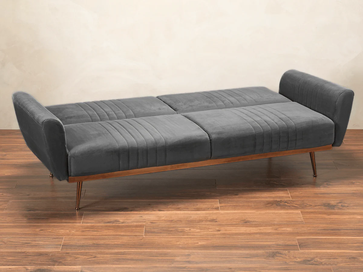 Nico Sofa Bed Grey and Green Plush Velvet - Image 6