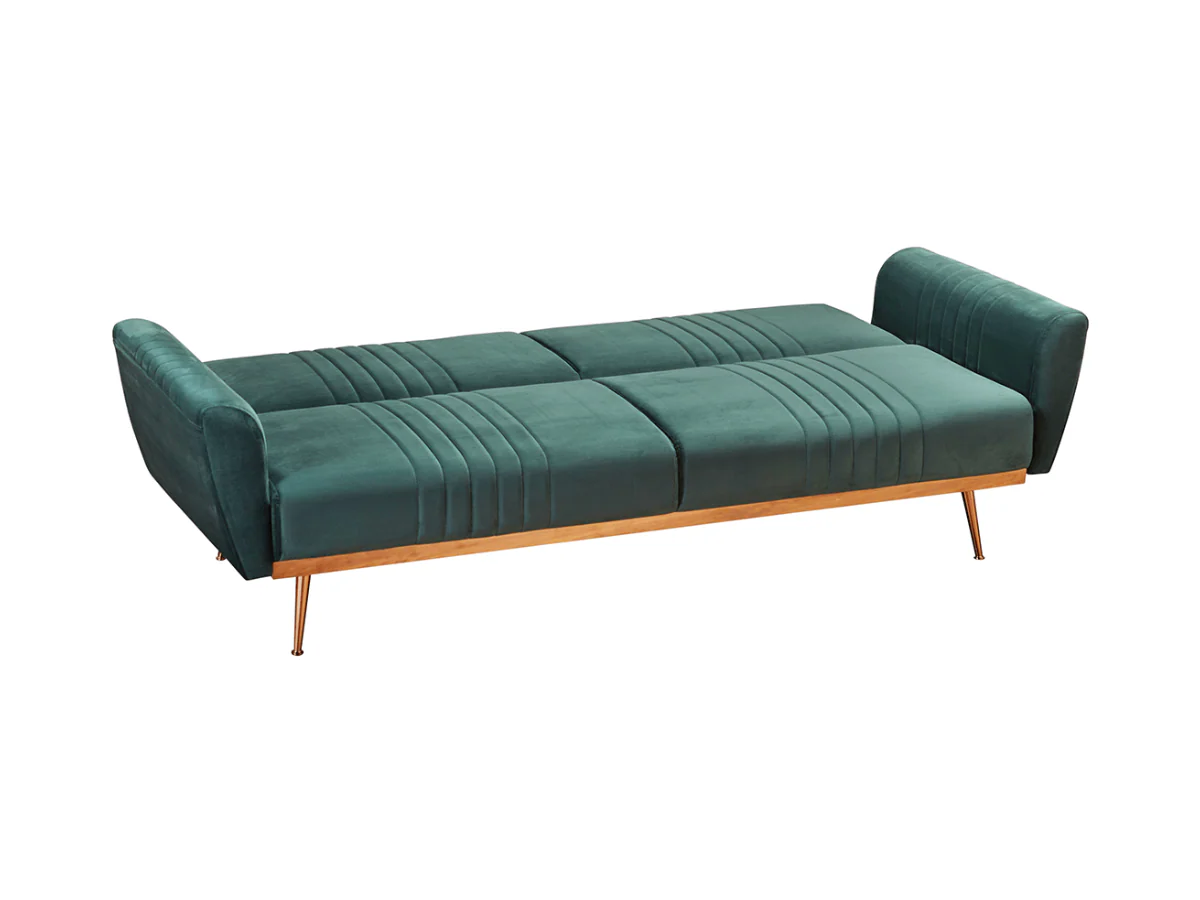 Nico Sofa Bed Grey and Green Plush Velvet - Image 7