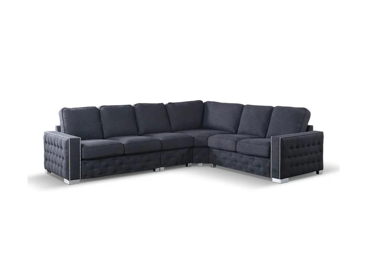Olivia Corner Sofa 6 Seater Universal Corner Black - Image 3