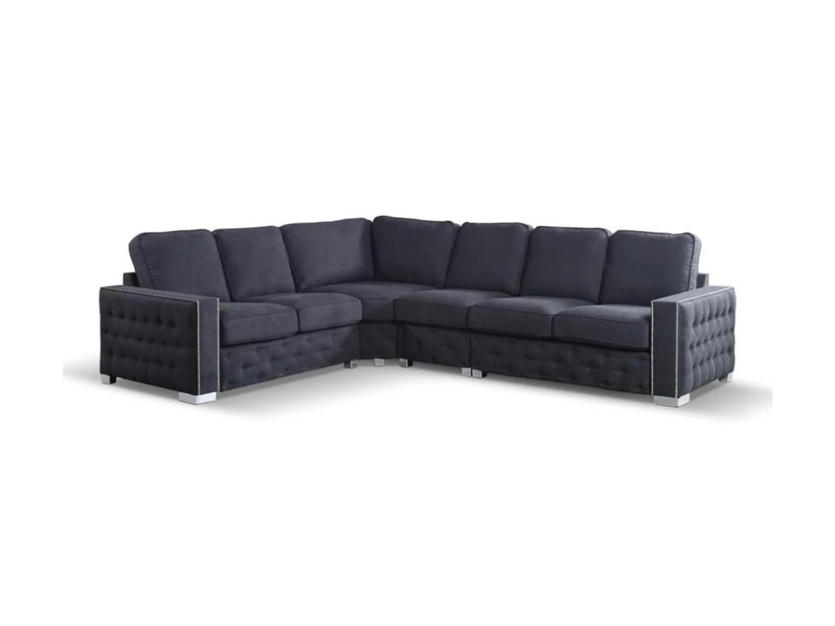 Olivia Corner Sofa 6 Seater Universal Corner Black - Image 4
