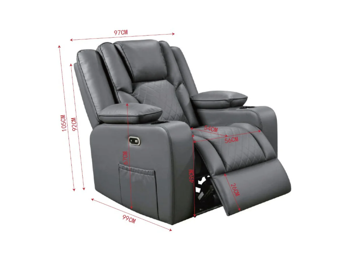 Orlando Electric Recliner Armchair Aire Leather - Image 3