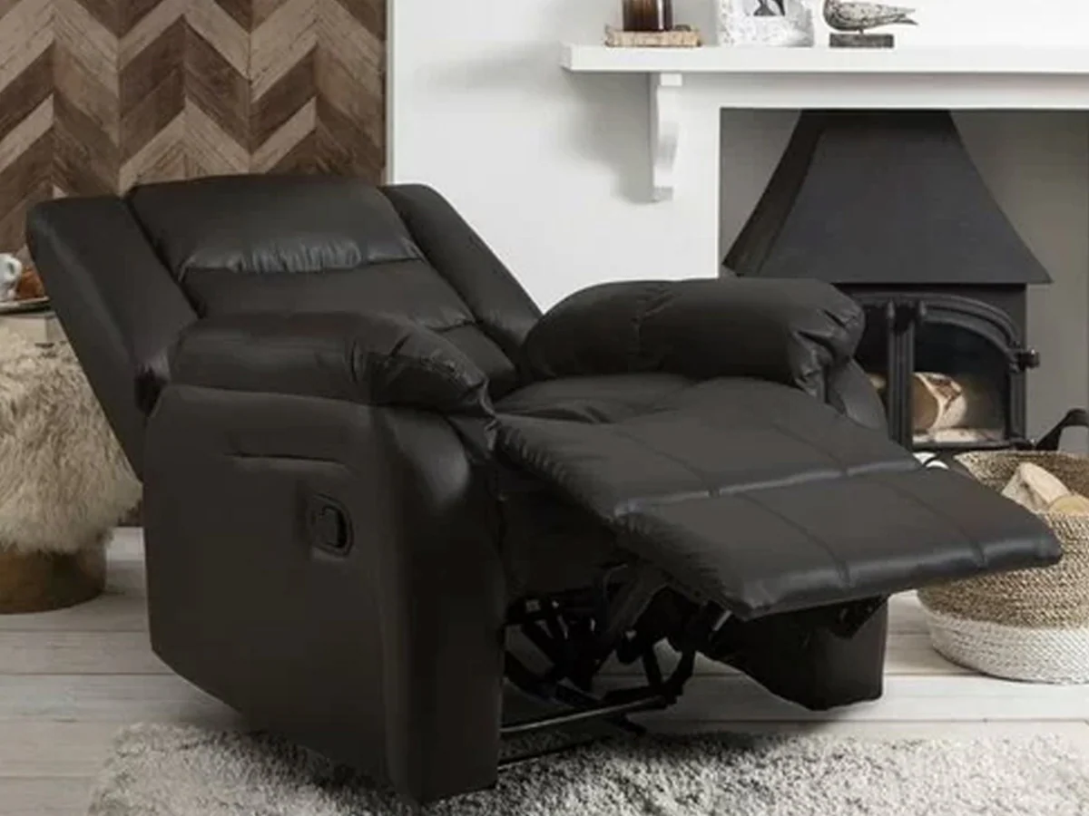 Roma Series 2 Armchair Recliner Black Faux Leather - Image 3