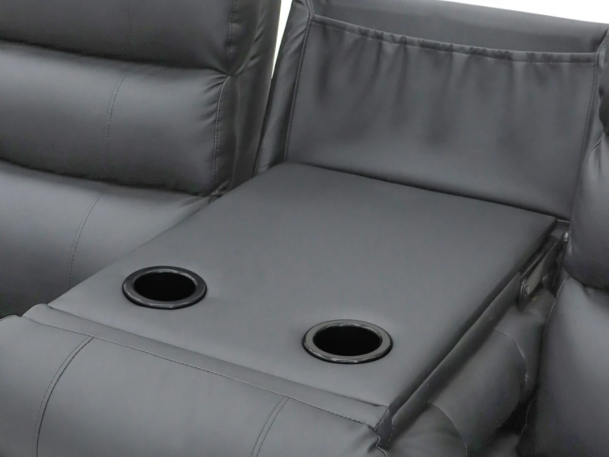 Roma Recliner 3 Seater Sofa Grey Faux Leather - Image 3