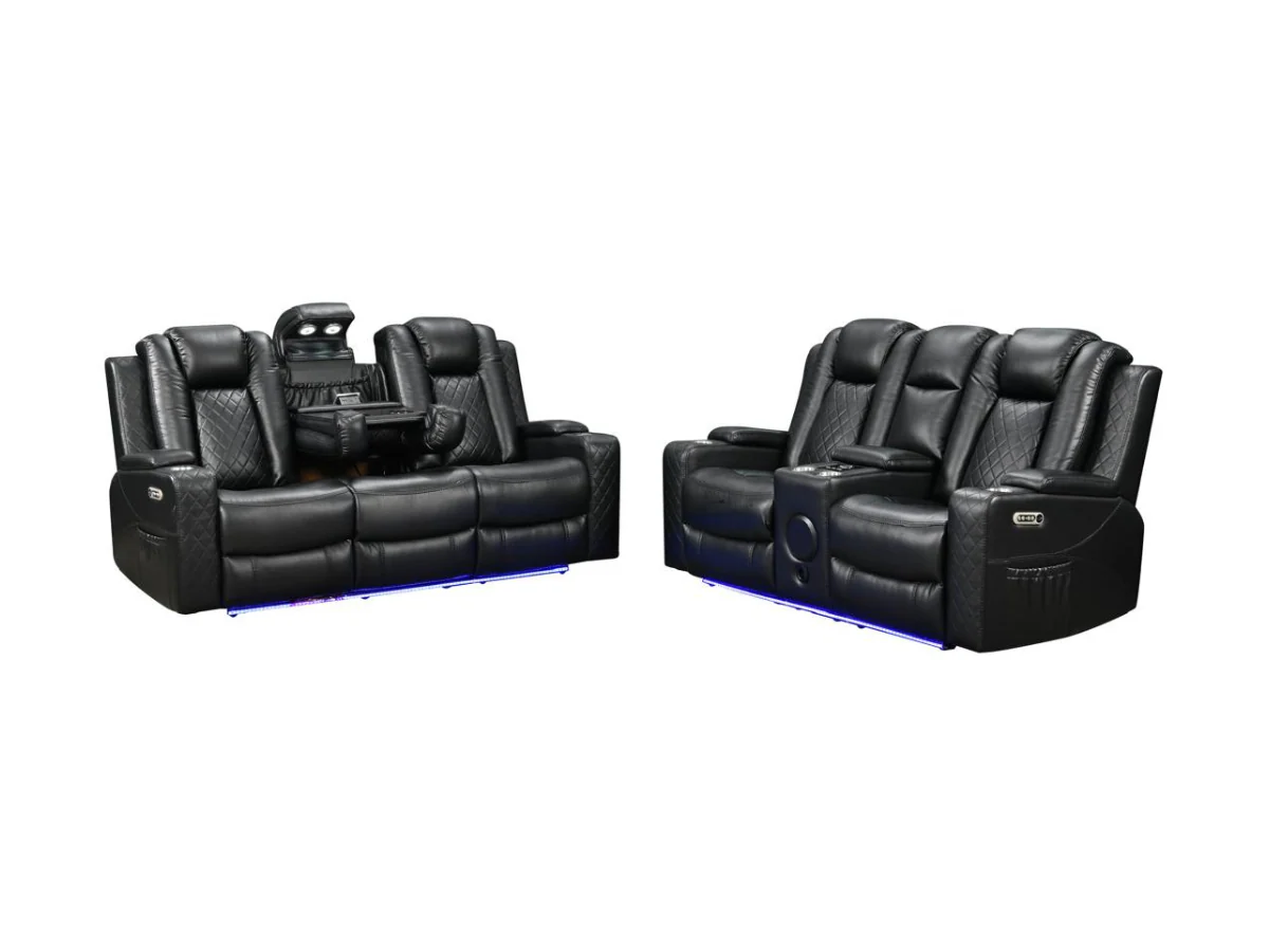Sianna 2 Seater Electric Recliner Sofa Black Aire Leather - Image 3