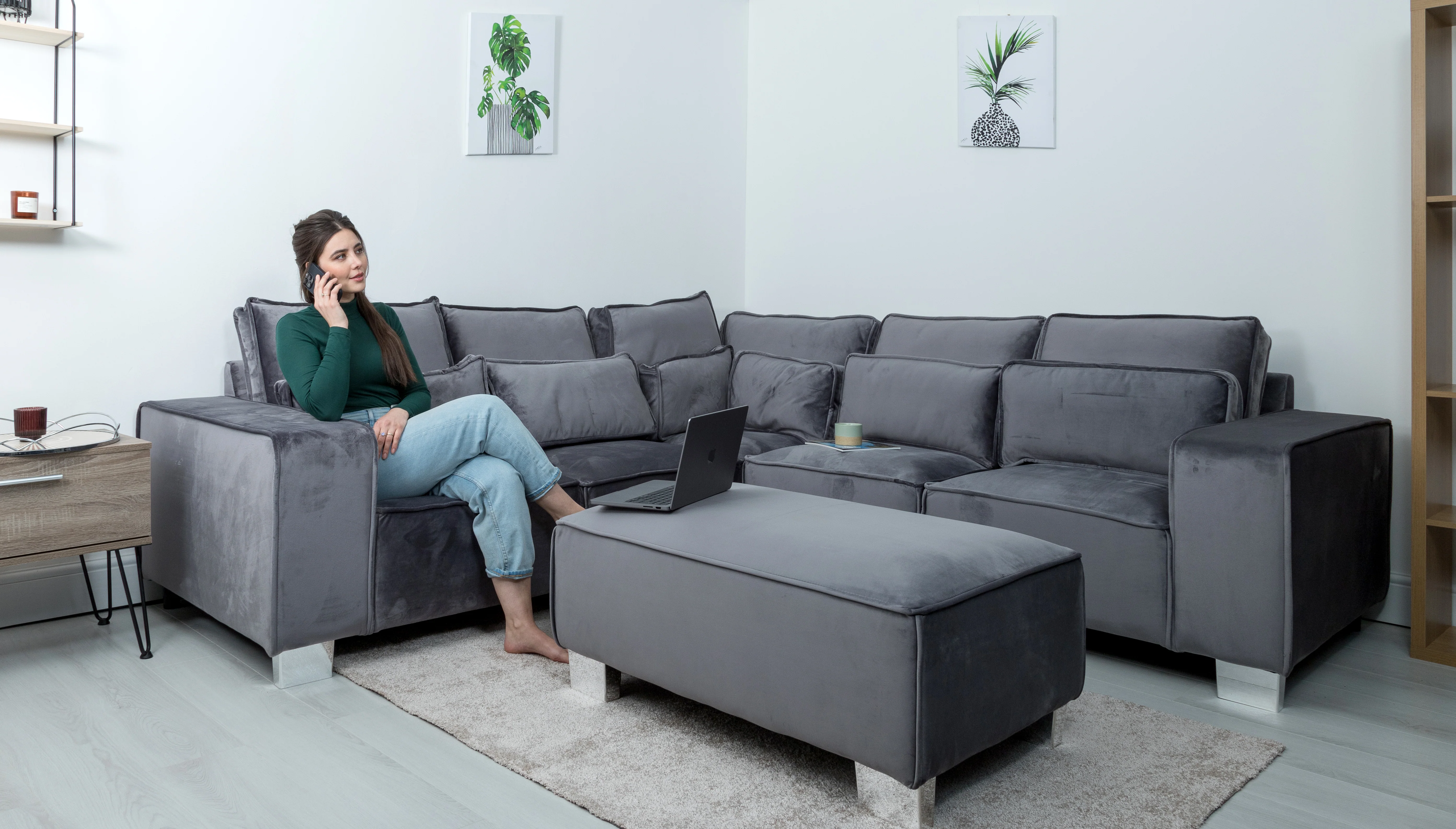 Sloane Corner Sofa Plush Velvet - Image 9