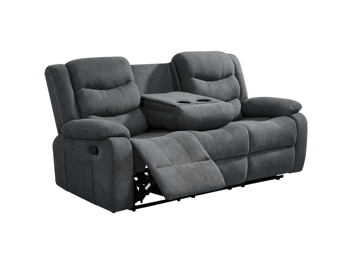 Sorrentino Recliner Sofa Set 3+2 in Grey Chenille Fabric - Image 3