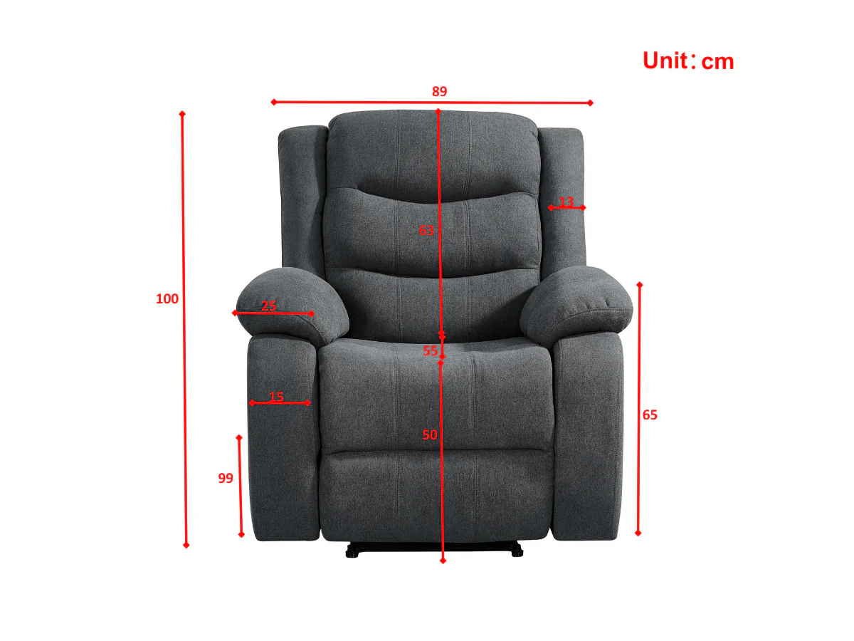 Sorrentino Recliner Armchair Fabric Grey - Image 4