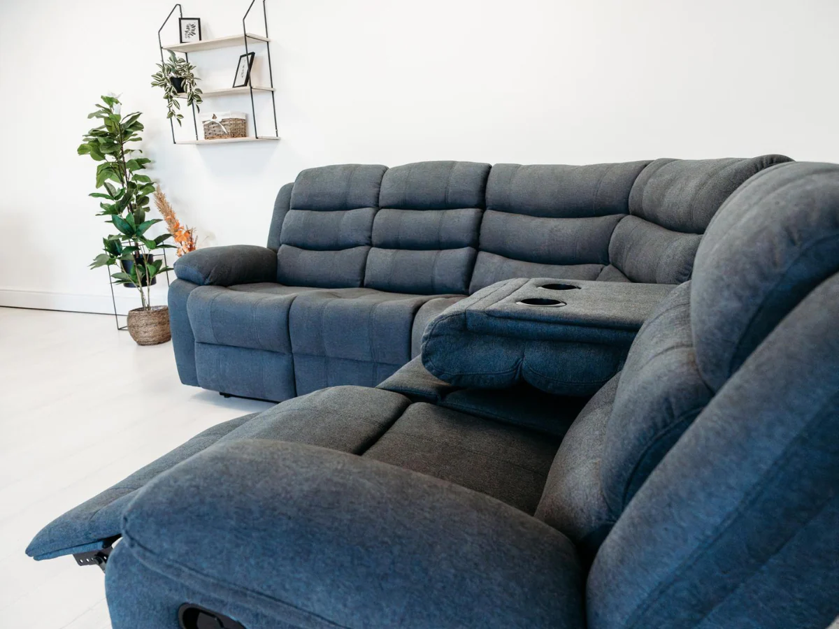 Sorrentino Corner Recliner Sofa in Grey Fabric - Image 10