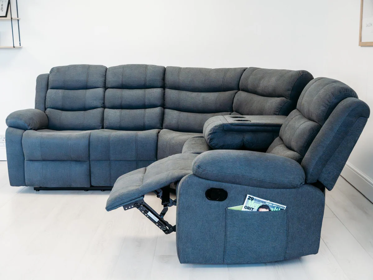 Sorrentino Corner Recliner Sofa in Grey Fabric - Image 6