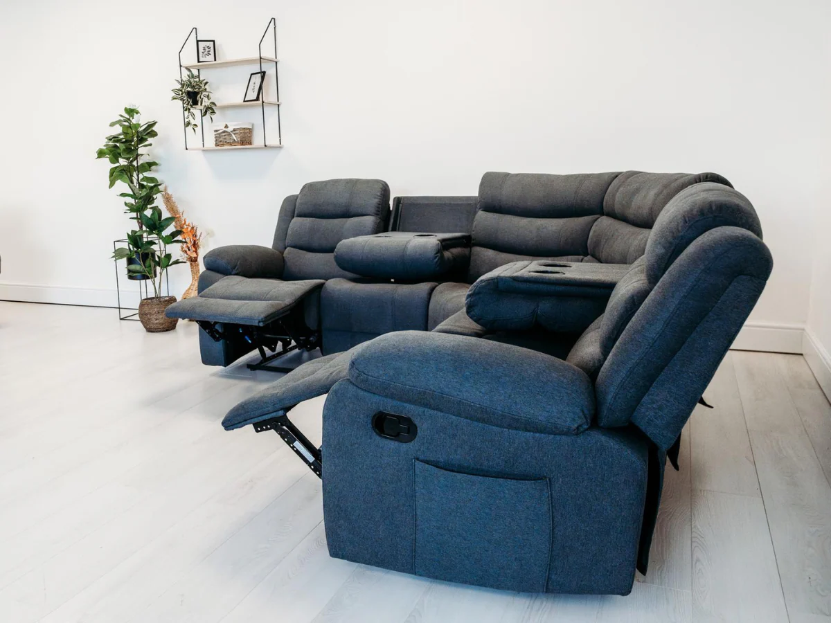 Sorrentino Corner Recliner Sofa in Grey Fabric - Image 7