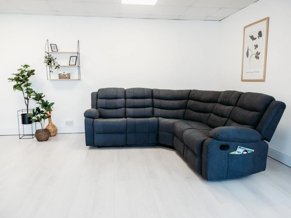 Sorrentino Corner Recliner Sofa in Grey Fabric - Image 8
