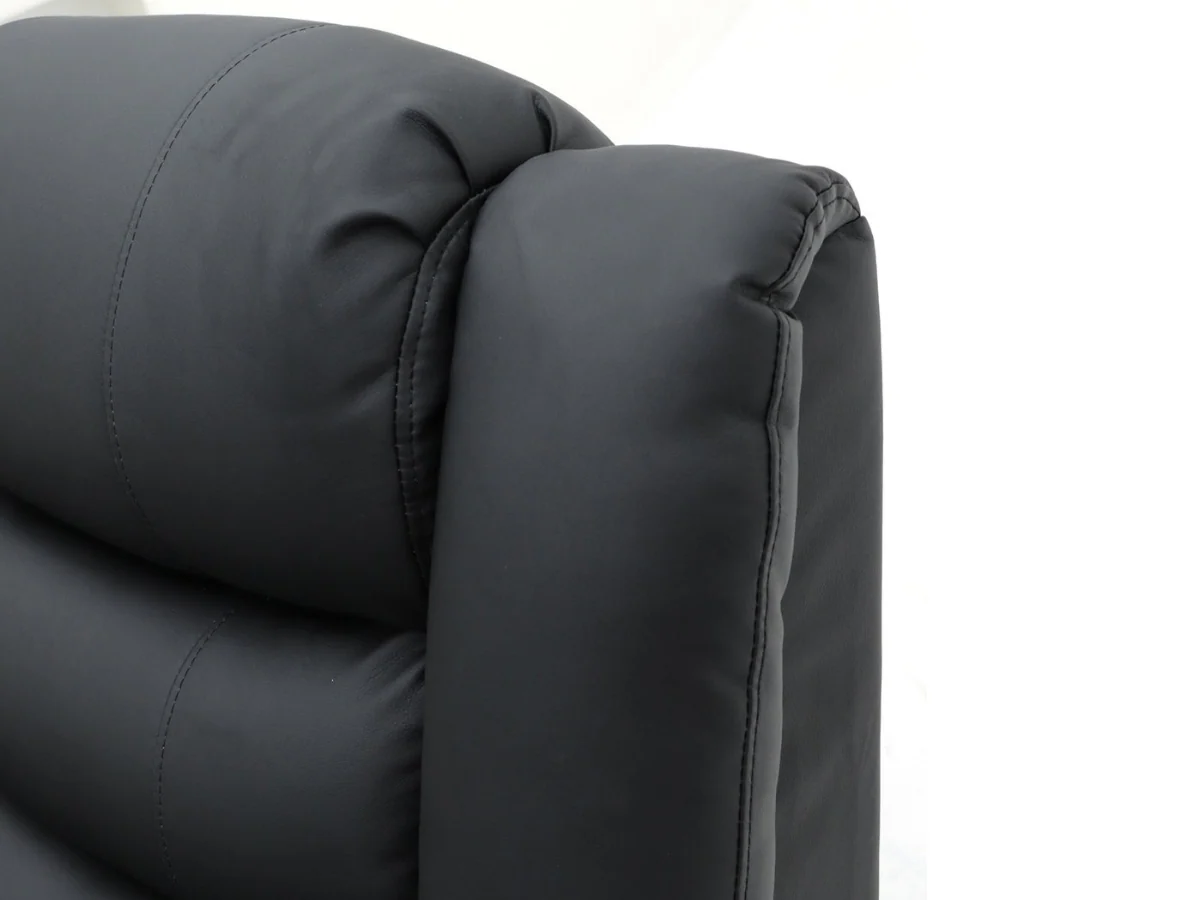Roma Recliner 2 Seater Sofa Black Faux Leather - Image 3