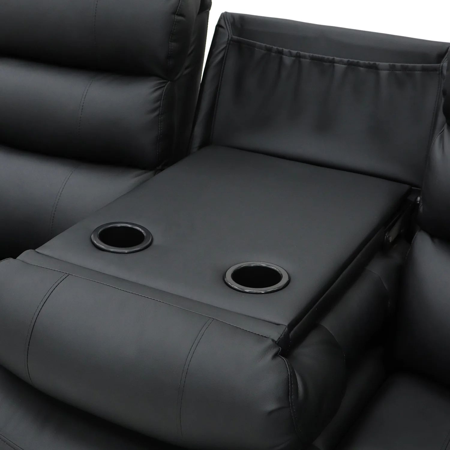 Roma Recliner 3 Seater Sofa Black Aire Leather - Image 3