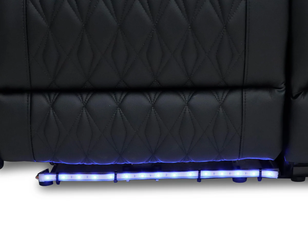 Tech 11 Smart 3+2+1 Electric Recliner Sofa Set Black Aire Leather - Image 20